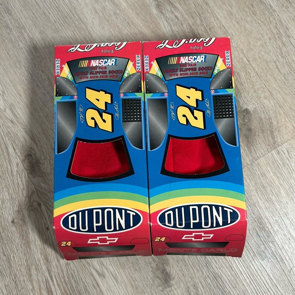 Vintage 1995 Jeff Gordon NASCAR Socks NEW‎ Dupont Racing Red Lot of 2 Pair